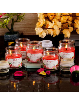 eCraftIndia - Set Of 5 Strawberry Scented Jar Candle