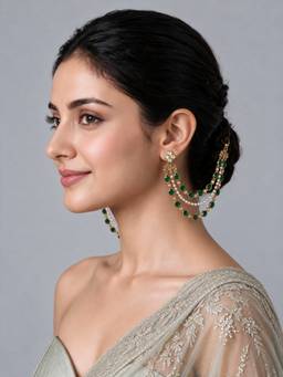 VIVINIA By Vidhi Mehra - Emerald Pearl Layered Earchain
