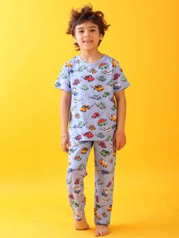 ANTHRILO - Cars Sky Blue Boys Short Sleeves T-shirt & Pyjama (Set of 2)