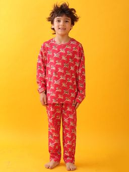 ANTHRILO - Red Reindeer Long Sleeves T-shirt & Pyjama (Set of 2)