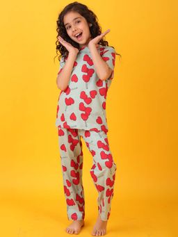 ANTHRILO - Heart Candy Green Short Sleeve T-shirt & Pyjama (Set of 2)