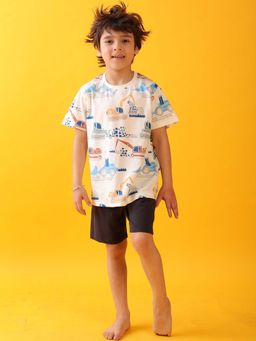 ANTHRILO - Mighty Digger White Sleepwear T-shirt & Shorts (Set of 2)