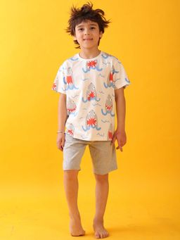 ANTHRILO - Sleepy Shark Off White Sleepwear T-shirt & Shorts (Set of 2)