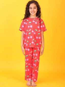 ANTHRILO - Cherry Red Short Sleeves T-shirt & Pyjama (Set of 2)