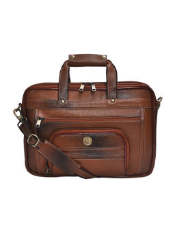 HiLEDER - Pure Leather 15.5 Inches Laptop Messenger Bag For Men And Women Brown
