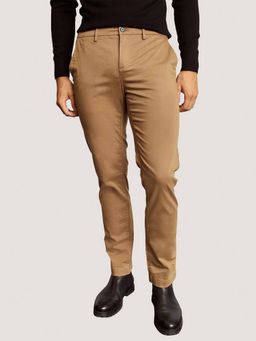 Bruun & Stengade - Men Beige Solid Regular Fit Flat-Front Trouser