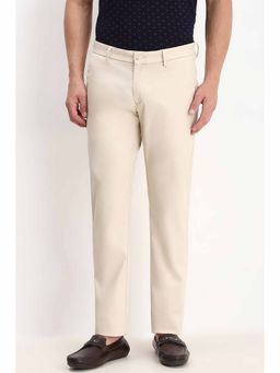 Allen Solly - Men Beige Slim Fit Solid Casual Trousers