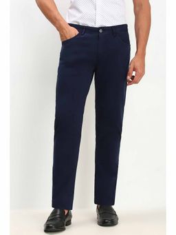 Allen Solly - Men Navy Slim Fit Solid Casual Trousers