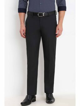 Allen Solly - Men Grey Slim Fit Textured Formal Trousers