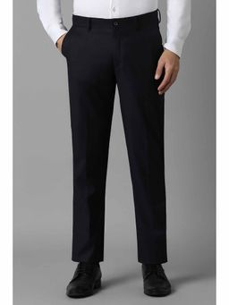 Louis Philippe - Men Black Slim Fit Dots Flat Front Formal Trousers