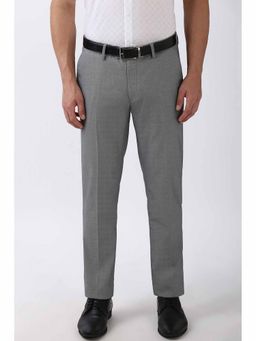 Peter England - Men Grey Dots Slim Fit Trousers
