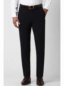 Van Heusen - Men Black Solid Slim Fit Trousers
