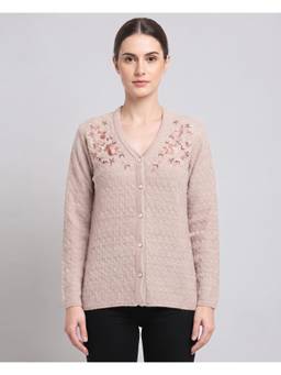 Pierre Carlo - Women's Pink Self Design Cardigan