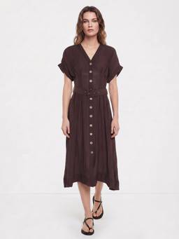 Cover Story - Mathis Solid Brown Dress