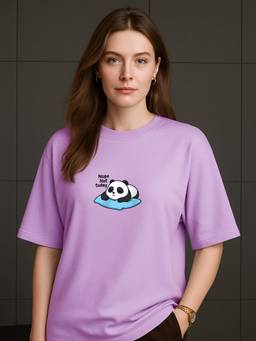 HAZUKU - Women's Lavender Printed Oversized T-shirt