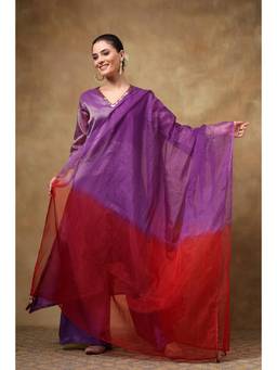 TAHILIYA - Purple-Red Ombre Organza Dupatta