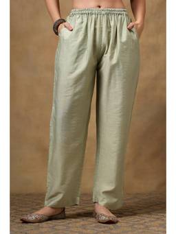 TAHILIYA - Green Chanderi Silk Farsi Pants