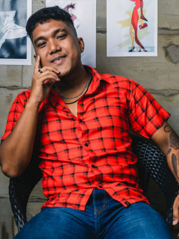 JAVINISHKA - Red Checks Premium Rayon Slim Fit Shirt