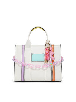 Aldo - THERILIA Women White Satchel Bag with Detachable Strap & Chain and Pouch and Charm