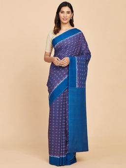 Fabindia - Indigo Cotton Woven Saree Without Blouse