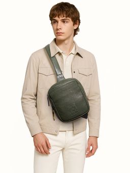 Hidesign - Bonaparte 01 Genuine Leather Men's Olive Crossbody Bag (S)