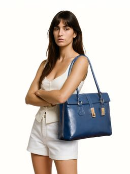 Hidesign - Elysee 03 Genuine Leather Women's Blue Tote Bag (L)