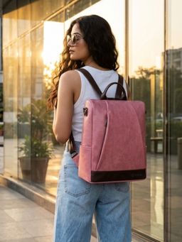 VISMIINTREND - Vegan Leather Pink Backpack (M)