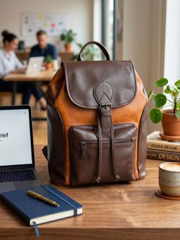 VISMIINTREND - Women Brown Buckle Closure Backpack (M)