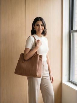 Toteteca - Multi Compartment Brown Shoulder Bag