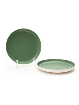 EZ Life - Pastel Shallow 10 Inch Ceramic Plate Sesame Series Matt Green Dinnerware Pack Of 2