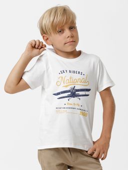 Kate & Oscar - Boys Placement Printed T Shirt With Contrast Stitching