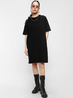 Bewakoof - Women'S Black Oversized T-Shirt Dress