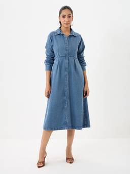 Femmella - Denim Classic Blue Button Down Dress