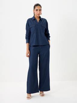 Femmella - Denim Lite Navy blue Dual Pocket Co-ord Set