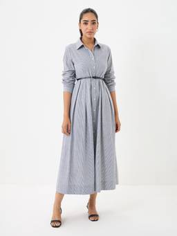 Femmella - Stripe Pleated Dress with belt