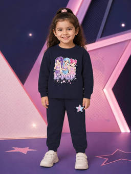 Nusyl - Girl Navy K-pop Printed Co-ord Set