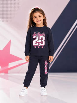 Nusyl - Girl Navy Blue Los Angeles Printed Co-ord Set