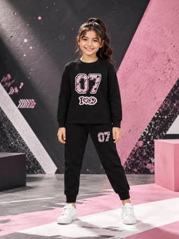 Nusyl - Girl Black 07 Text Printed Co-ord Set