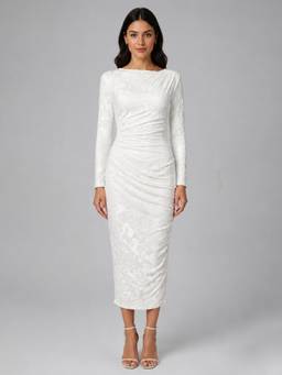 Odette - White Soft Net Dresses For Women
