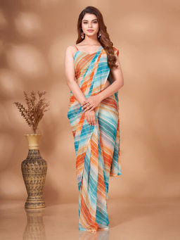 Tikhi Imli - Ready To Wear Multicolour Leheriya Georgette Saree with Unstitched Blouse