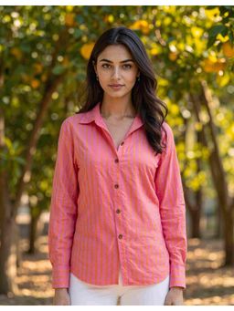 Naava - Stripes Cotton Peach Bloom Shirt