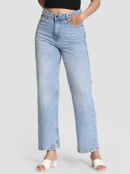 Bene Kleed - Womens Straight Fit Mid-Rise Light Fade Embellished Stud Jeans