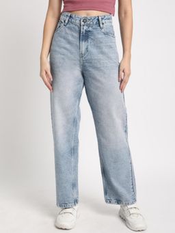 Bene Kleed - Womens Blue Straight Fit Tinted Jeans