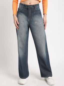 Bene Kleed - Womens Straight Fit Clean Look High-Rise Heavy Fade Cotton Jeans