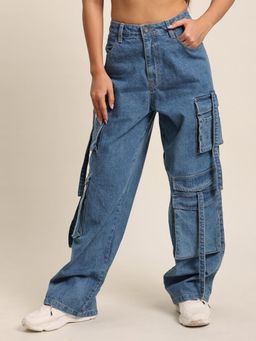 Bene Kleed - Womens Relaxed Fit High-Rise Cargo Jeans