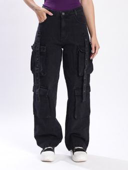 Bene Kleed - Womens Straight Fit High-Rise Cargo Jeans