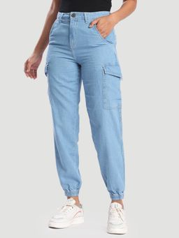 Bene Kleed - Womens Denim Jogger with Side Cargo Pockets