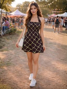 Don’t be basic - Womens Green Geometric Mini Dress