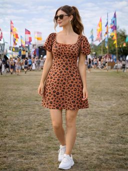 Don’t be basic - Womens Orange Floral Mini Dress