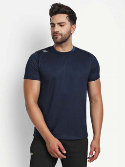 Dida - Men Navy Blue Solid T-Shirt